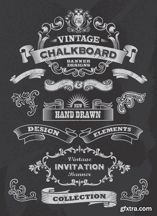 Collection of vector image calligraphic elements vintage design element #2-25 Eps