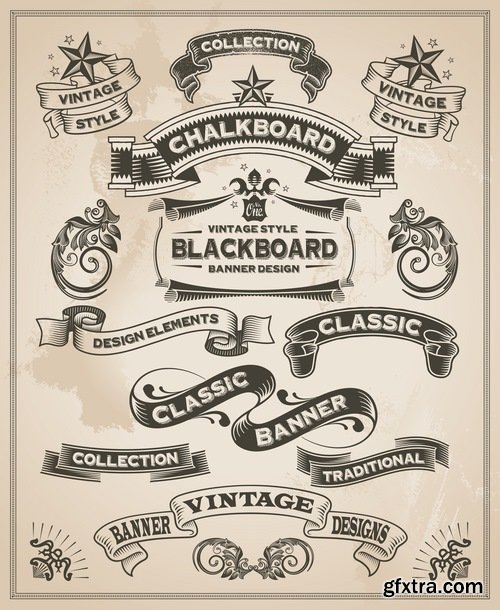 Collection of vector image calligraphic elements vintage design element #2-25 Eps