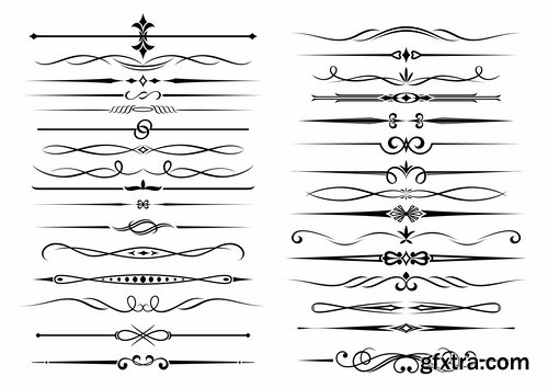 Collection of vector image calligraphic elements vintage design element #2-25 Eps