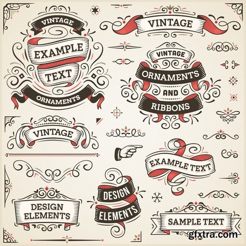 Collection of vector image calligraphic elements vintage design element #2-25 Eps