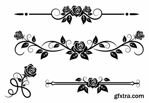 Collection of vector image calligraphic elements vintage design element #2-25 Eps