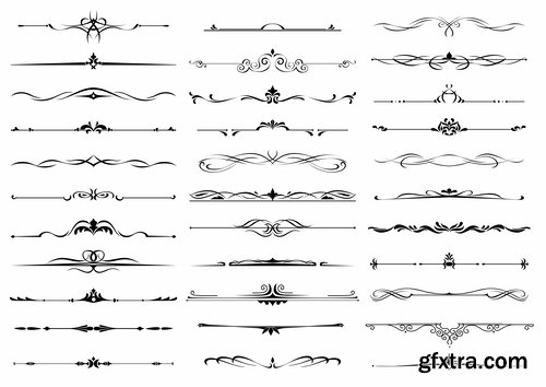 Collection of vector image calligraphic elements vintage design element #2-25 Eps