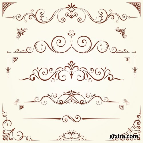 Collection of vector image calligraphic elements vintage design element #2-25 Eps