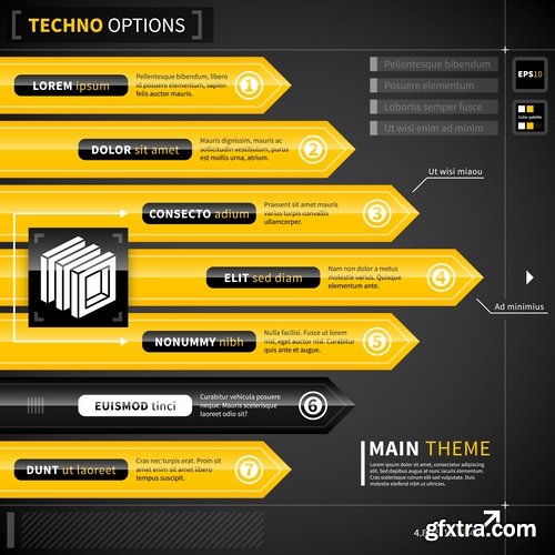 Collection of vector image of techno infographics sticker sticker business 25 Eps