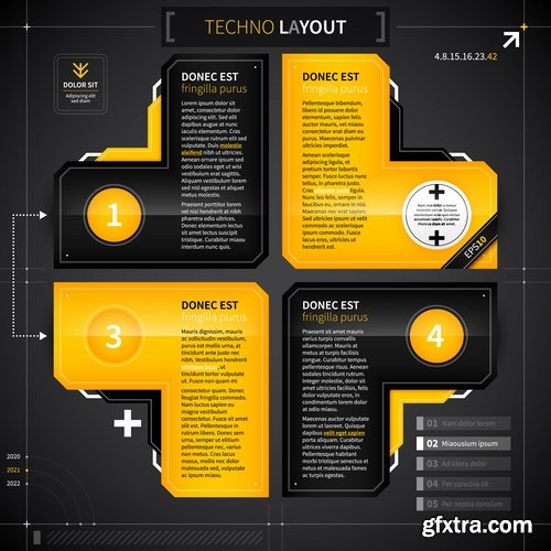 Collection of vector image of techno infographics sticker sticker business 25 Eps