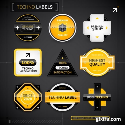 Collection of vector image of techno infographics sticker sticker business 25 Eps