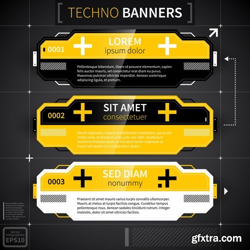 Collection of vector image of techno infographics sticker sticker business 25 Eps