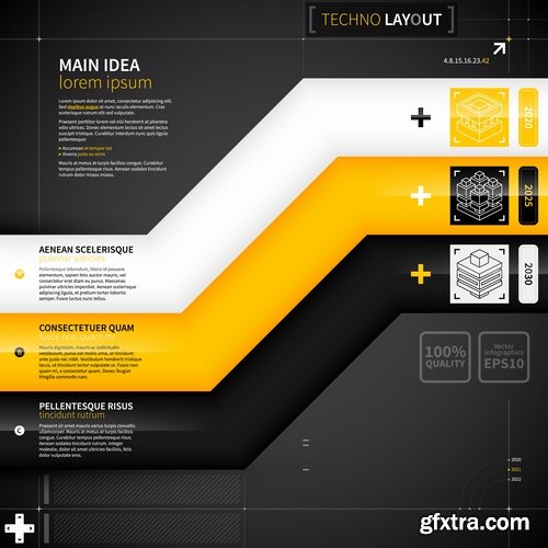 Collection of vector image of techno infographics sticker sticker business 25 Eps