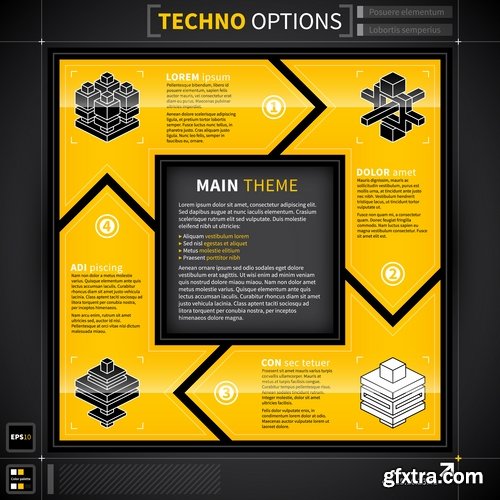 Collection of vector image of techno infographics sticker sticker business 25 Eps