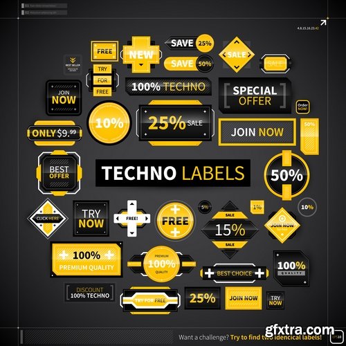 Collection of vector image of techno infographics sticker sticker business 25 Eps