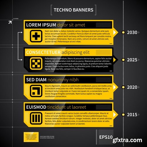 Collection of vector image of techno infographics sticker sticker business 25 Eps