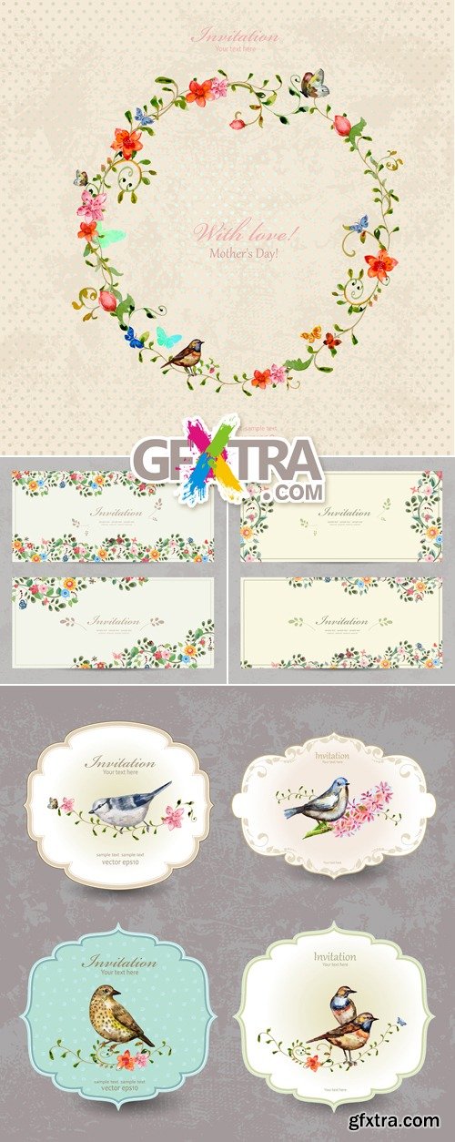 Vintage Floral Backgrounds Vector 7