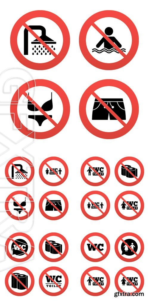 Stock Vectors - No, Ban or Stop signs.  Vector