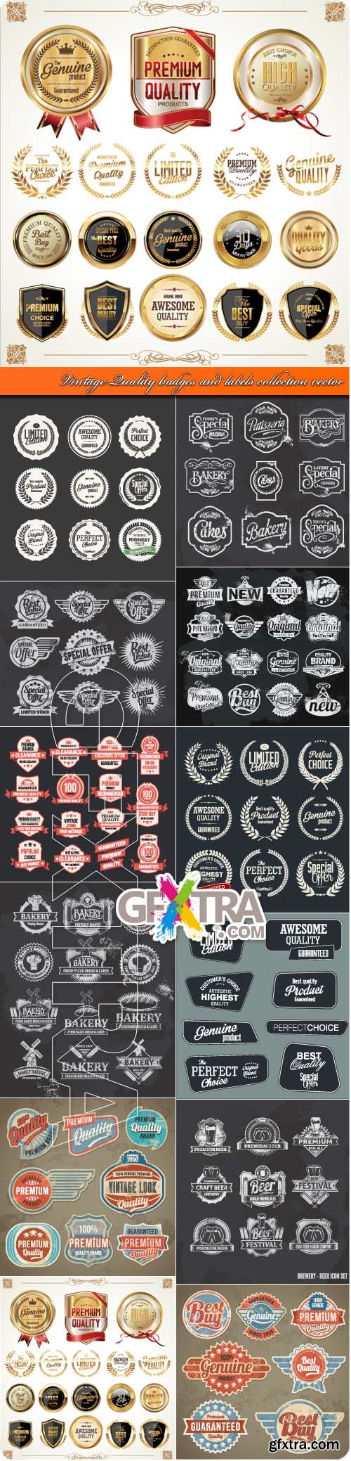 Vintage Quality badges and labels collection vector