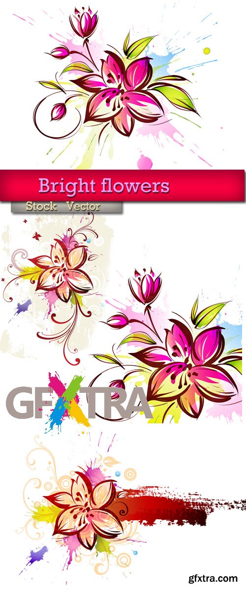 Bright flowers for Decor in Vector