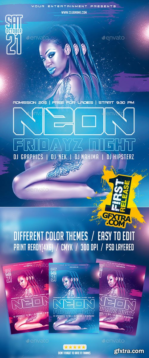 GraphicRiver - Neon Fridayz Night PSD Flyer Template 9532771