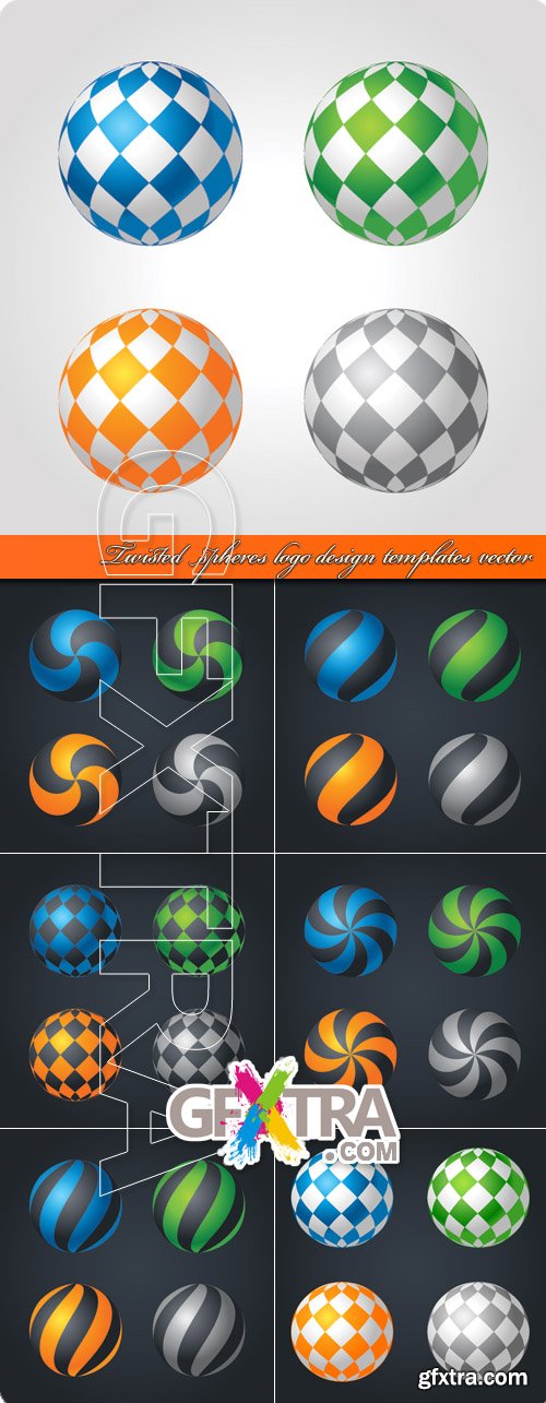 Twisted spheres logo design templates vector
