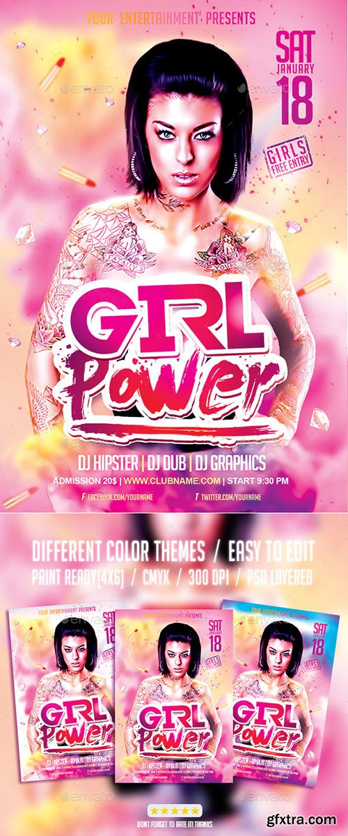 GraphicRiver - Girl Power Party PSD Flyer Template 9492438