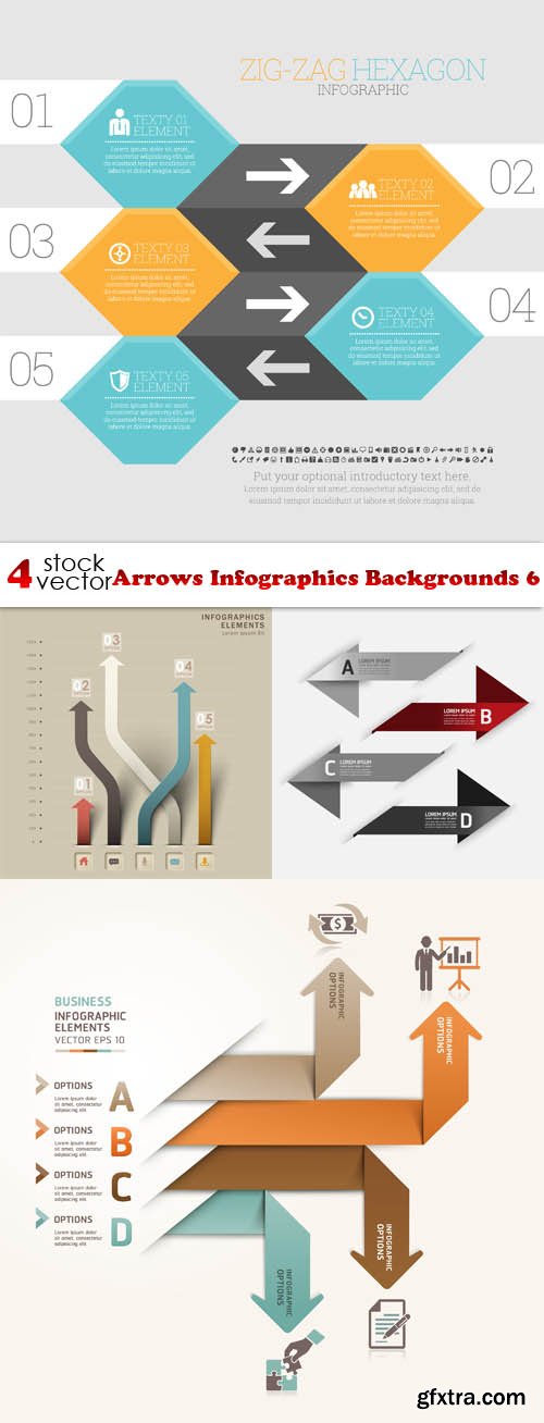 Vectors - Arrows Infographics Backgrounds 6