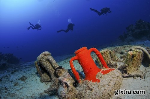 Collection of Greek amphora vessels with volumes underwater artifact finding 25 HQ Jpeg