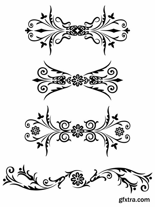 Collection of vector image calligraphic elements design elements frame frame monogram #2-25 Eps