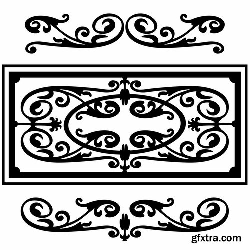 Collection of vector image calligraphic elements design elements frame frame monogram #2-25 Eps