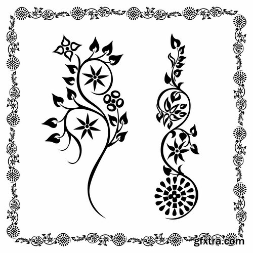 Collection of vector image calligraphic elements design elements frame frame monogram #2-25 Eps