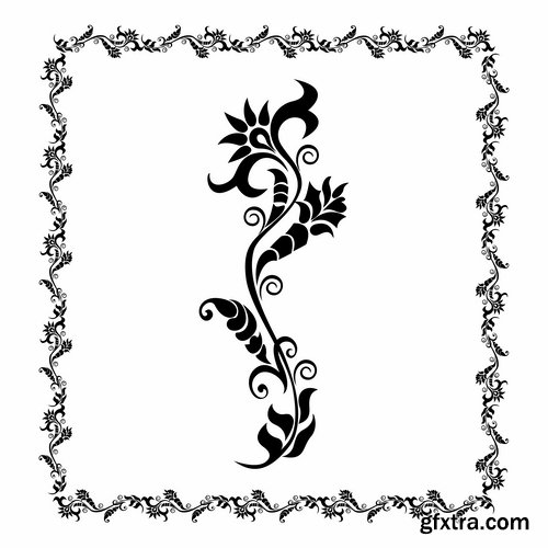 Collection of vector image calligraphic elements design elements frame frame monogram #2-25 Eps