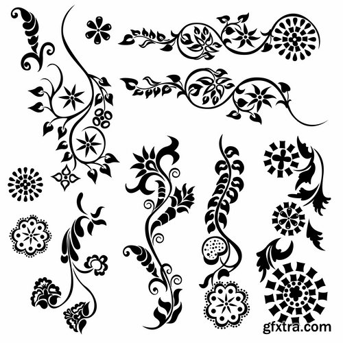 Collection of vector image calligraphic elements design elements frame frame monogram #2-25 Eps