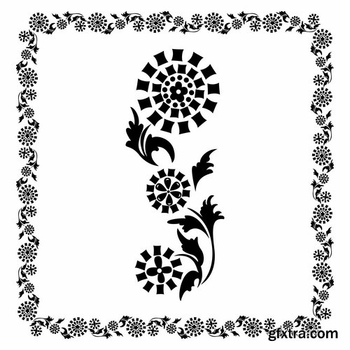 Collection of vector image calligraphic elements design elements frame frame monogram #2-25 Eps