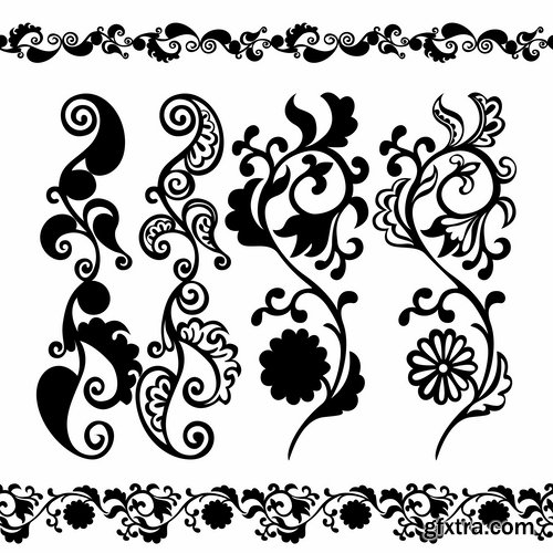 Collection of vector image calligraphic elements design elements frame frame monogram #2-25 Eps