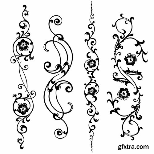 Collection of vector image calligraphic elements design elements frame frame monogram #2-25 Eps