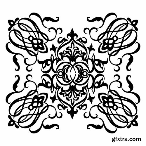 Collection of vector image calligraphic elements design elements frame frame monogram #2-25 Eps