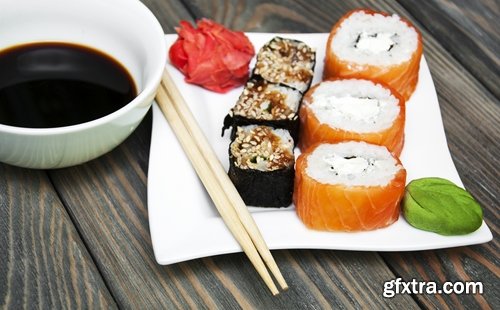 Collection of of sushi with wasabi sauce seasoning spice 25 HQ Jpeg