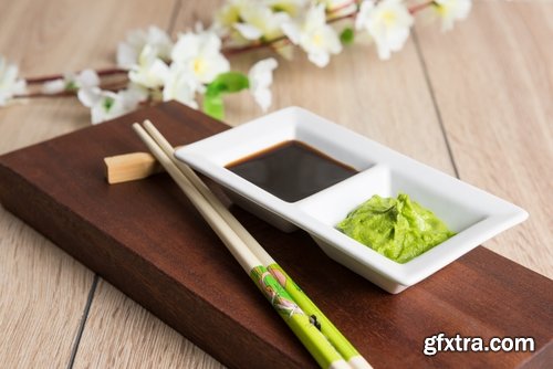 Collection of of sushi with wasabi sauce seasoning spice 25 HQ Jpeg