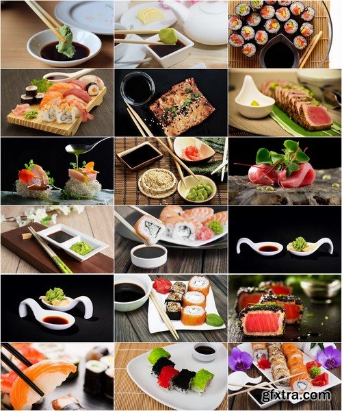 Collection of of sushi with wasabi sauce seasoning spice 25 HQ Jpeg