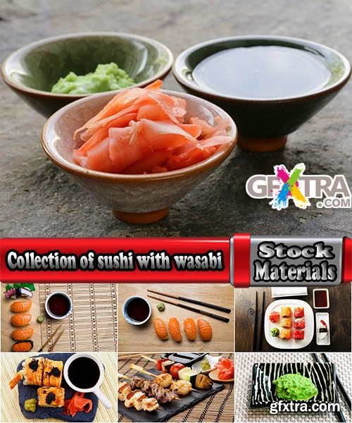 Collection of of sushi with wasabi sauce seasoning spice 25 HQ Jpeg