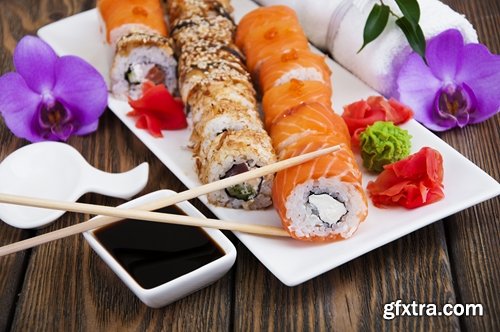 Collection of of sushi with wasabi sauce seasoning spice 25 HQ Jpeg