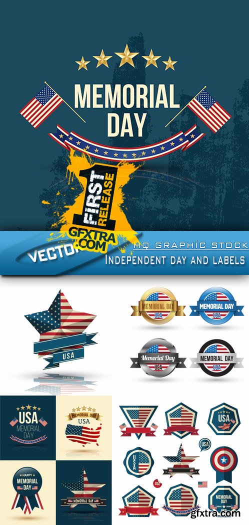 Stock Vector - Independent day and labels