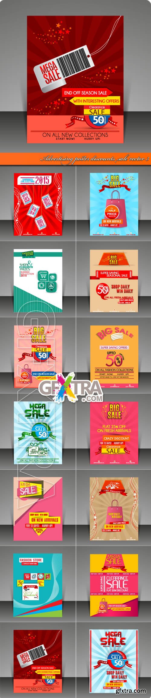 Advertising poster discounts sale vector 3