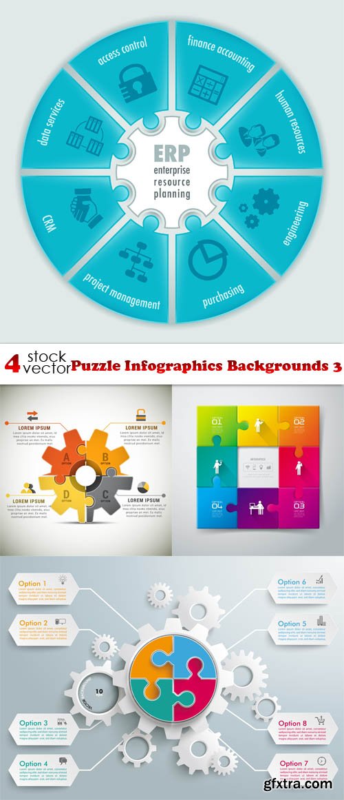 Vectors - Puzzle Infographics Backgrounds 3