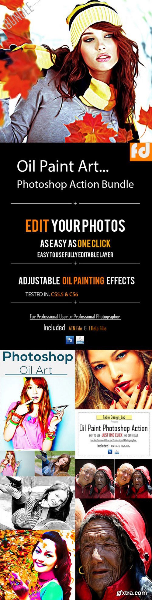 GraphicRiver - Oil Paint Art Photoshop Action Bundle 11456612