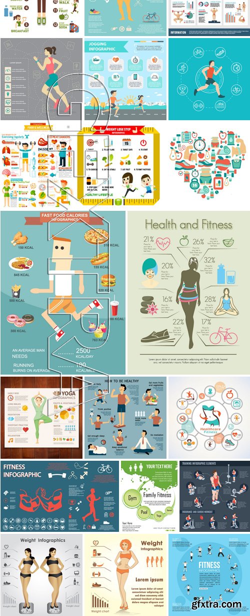 Stock Vectors - Fitness infographics 4, 25xEPS