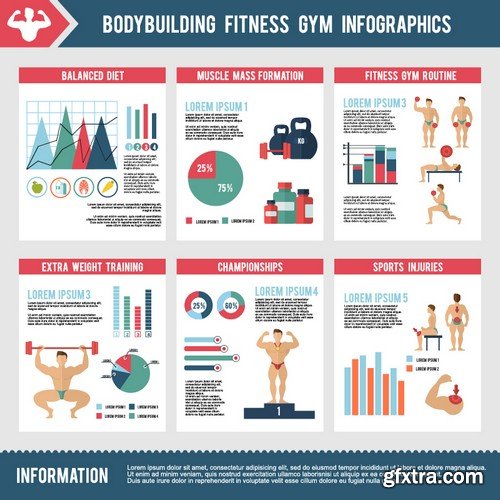 Stock Vectors - Fitness infographics 4, 25xEPS