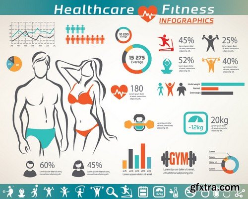 Stock Vectors - Fitness infographics 4, 25xEPS