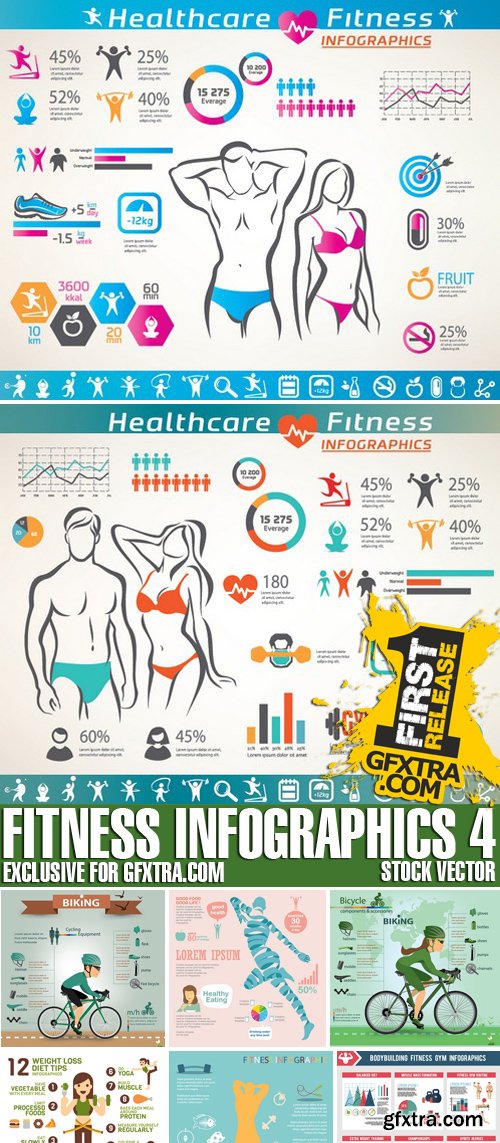 Stock Vectors - Fitness infographics 4, 25xEPS