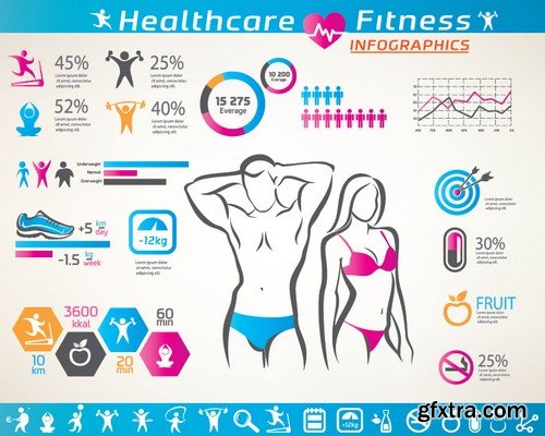 Stock Vectors - Fitness infographics 4, 25xEPS