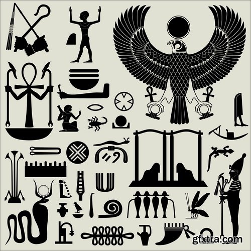 Collection of vector illustration picture Egypt ethnos character Pharaoh 25 Eps