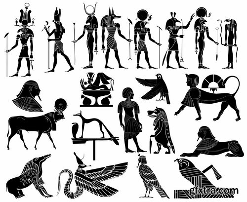 Collection of vector illustration picture Egypt ethnos character Pharaoh 25 Eps