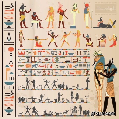 Collection of vector illustration picture Egypt ethnos character Pharaoh 25 Eps